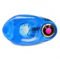 Male Masturbator with Gold Bullet, 9 Function, Silicone (TPE + ABS), Waterproof, USB Rechargeable, BLUE